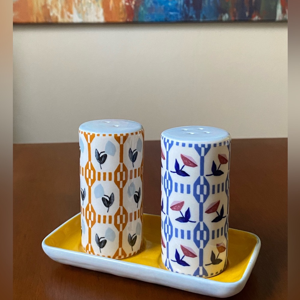 Anthro S&P Shakers with Tray - simply adorable - Brand New - Boho Kitchen